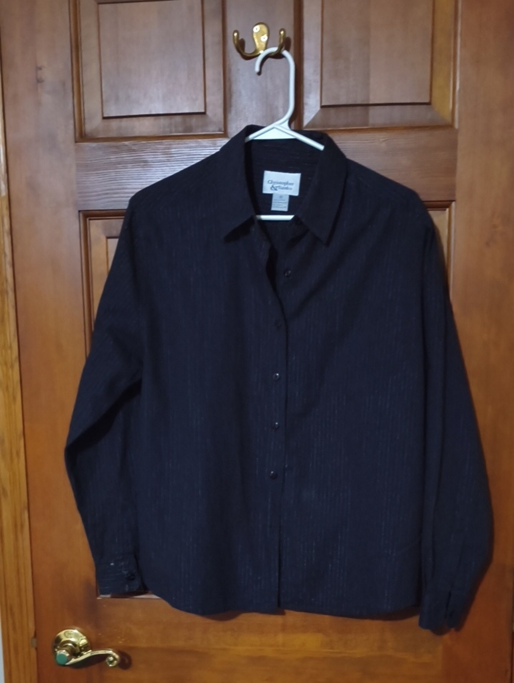 Christopher & Banks Black Pinstripe Lightweight Button-Up Shirt